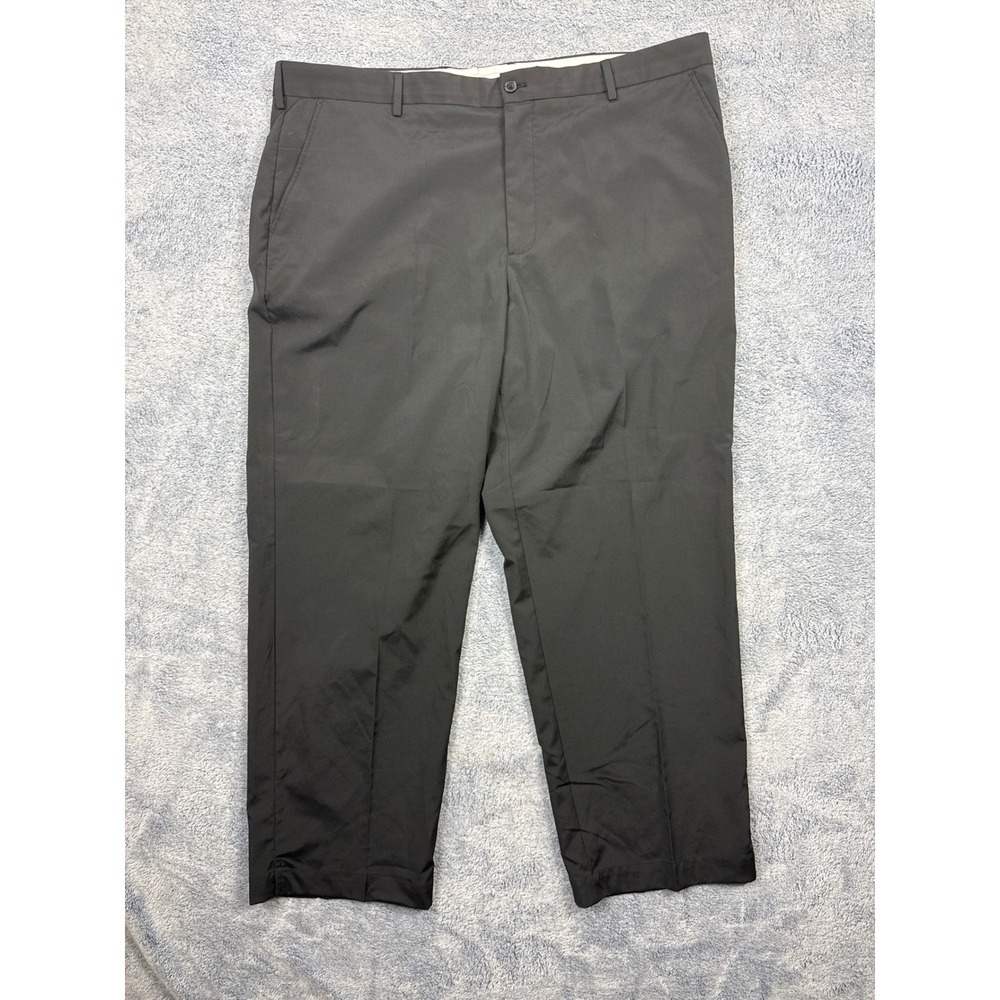Greg Norman Mens 42x30 Black Golf Pants Stretch Performance Flat Front Trousers